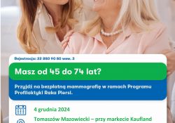 Na zdjęciu plakat zapraszający na bezpłatną mammografię